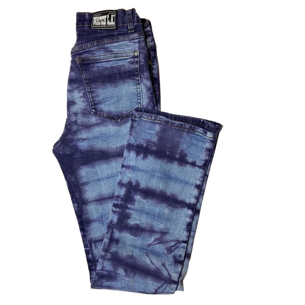 Vintage Watch LA Woman‎ Size 28 High Waist Jeans Skinny Tie Dye 90s Stretch USA